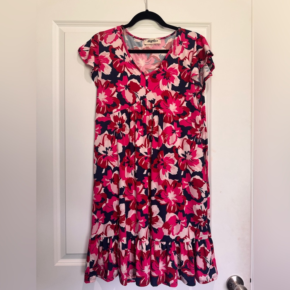 Haptics Pink and Blue Floral Dress